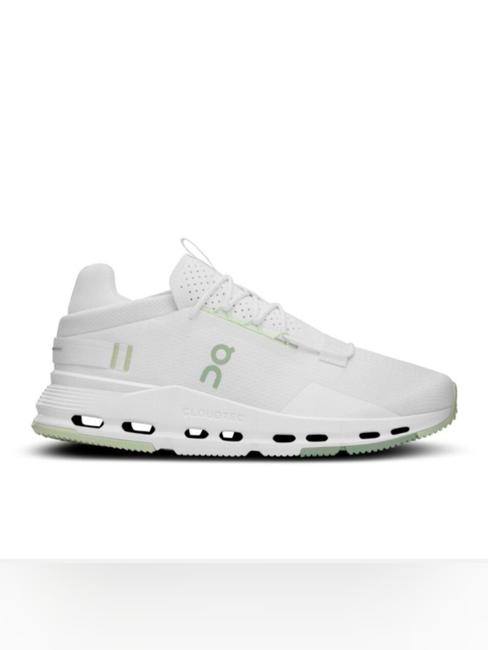 On Running Cloud Nova 2 Sneakers - White with Light Green Accents